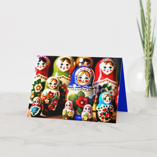 Matryoshka poppen Merry Christmas Feestdagen GC Kaart (Voorkant)
