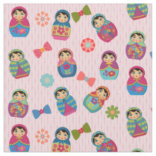 Matryoshka Russische dollars op roze achtergrond Stof