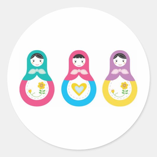 Matryoshka Russische Dolls Ronde Sticker (Voorkant)