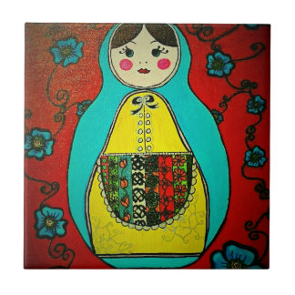 matryoshka russische nestdoll - keramische tegels tegeltje