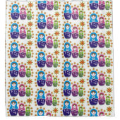 Matryoshka Russische poppen en zonnebloemen patroo Douchegordijn (Voorkant)
