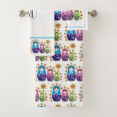 Matryoshka Russische poppen met monogram Bad Handdoek (Insitu)