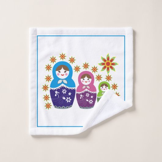 Matryoshka Russische poppen met monogram Bad Handdoek (Wasdoekje)