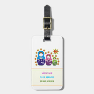 Matryoshka Russische poppen & zonnebloemen, aangep Bagagelabel
