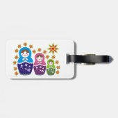 Matryoshka Russische poppen & zonnebloemen, aangep Bagagelabel (Achterkant horizontaal)