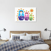 Matryoshka Russische poppen & zonnebloemen, aangep Canvas Afdruk (Insitu (Slaapkamer))