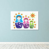 Matryoshka Russische poppen & zonnebloemen, aangep Canvas Afdruk (Insitu (Houten vloer))