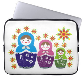 Matryoshka Russische poppen & zonnebloemen, aangep Laptop Sleeve