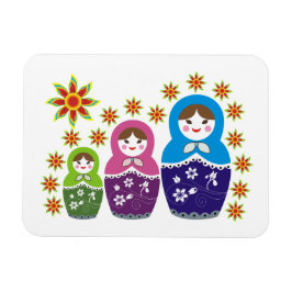 Matryoshka Russische poppen & zonnebloemen, aangep Magneet