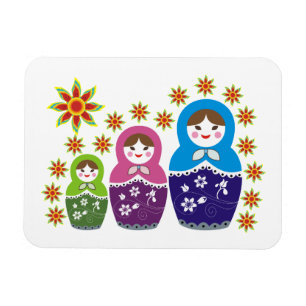 Matryoshka Russische poppen & zonnebloemen, aangep Magneet