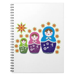 Matryoshka Russische poppen & zonnebloemen, aangep Notitieboek