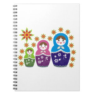 Matryoshka Russische poppen & zonnebloemen, aangep Notitieboek