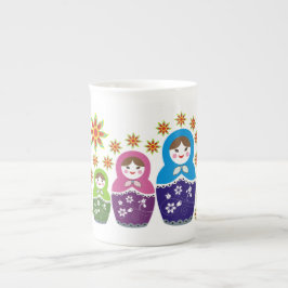 Matryoshka Russische poppen & zonnebloemen, aangep Porselein Kop