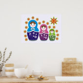 Matryoshka Russische poppen & zonnebloemen, aangep Poster (Keuken)