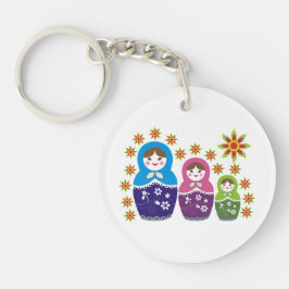Matryoshka Russische poppen & zonnebloemen, aangep Sleutelhanger
