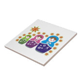 Matryoshka Russische poppen & zonnebloemen, aangep Tegeltje (Zijkant)