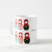Matryoshka schattige Russische nestpoppen Aangepas Koffiemok (Voorkant links)