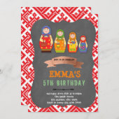 Matryoshka themagepartij Uitnodiging (Voorkant / Achterkant)