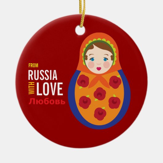 Matryoshka uit Rusland met liefdesadoptie Keramisch Ornament (Voorkant)