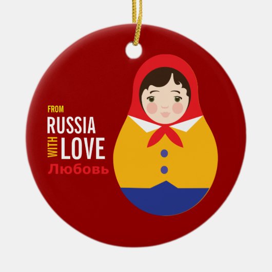 Matryoshka uit Rusland met liefdesadoptie Keramisch Ornament (Voorkant)