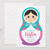 Matryoshka uitnodiging, Russische pop verjaardag Kaart (Voorkant / Achterkant)