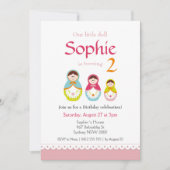 Matryoshka verjaardagsfeestje uitnodiging (Voorkant)