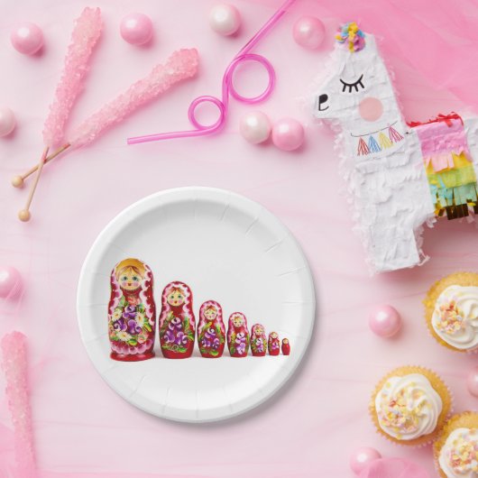 Matryoshka Wooden Culture Symbol - Russisch Papieren Bordje (Feest)