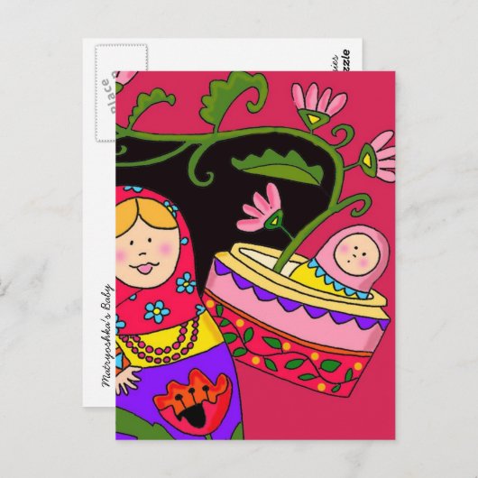Matryoshka's Baby Oekraïense Folk Art Briefkaart (Voorkant / Achterkant)