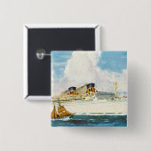 Matson Liner to Hawaii Vierkante Button 5,1 Cm (Voorkant /achterkant)