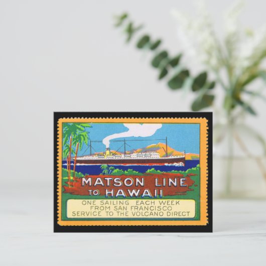 Matson Lines Poster Stamp circa 1915 Briefkaart (Staand voorkant)