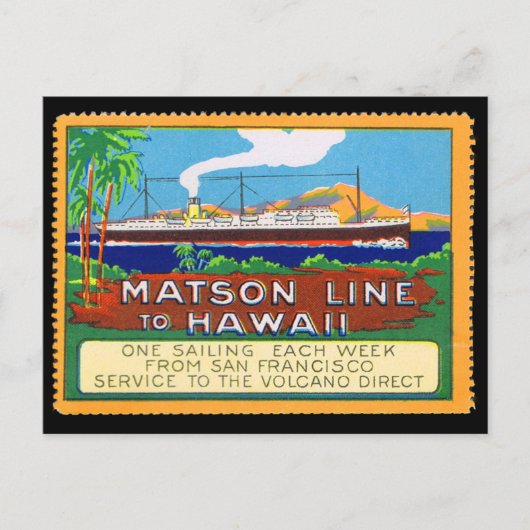 Matson Lines Poster Stamp circa 1915 Briefkaart (Voorkant)