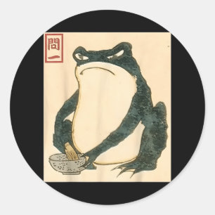 Matsumoto Hoji Japanese Frog Ukiyo-e Toad Meme Aes Ronde Sticker