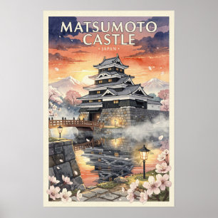 Matsumoto Kasteel Japan Reis Vintage Poster