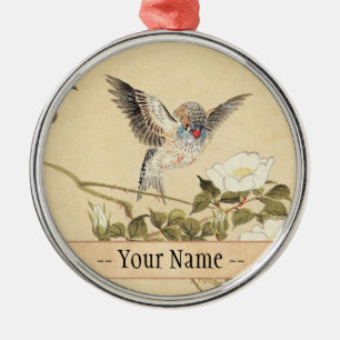 Matsumoto Keibun Bird and Flower Album Zebra Finch Metalen Ornament