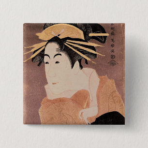 Matsumoto Yonesaburo in de rol van de courtesan Vierkante Button 5,1 Cm