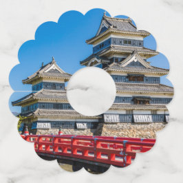 Matsumotokasteel en brug wijnglaslabel