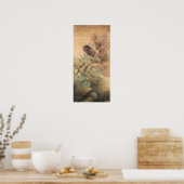 Matsumura Goshun Hibiscus en Blue Heron in een boo Poster (Keuken)