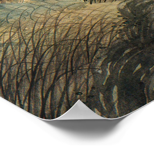 Matsumura Goshun Hibiscus en Blue Heron in een boo Poster (Hoek)