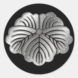 Matsunaga Clan Kamon Silver Chrome Ronde Sticker