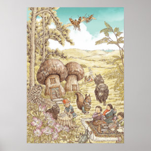 Matsutake Paddenstoel Muurkunst — Yunnan Sprookjes Poster