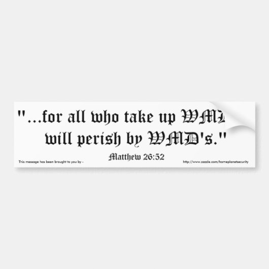 Matt 26:52 bumpersticker (Voorkant)