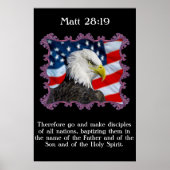 Matt 28:19 Met een adelaar voor de Amerikaanse vla Poster (Voorkant)