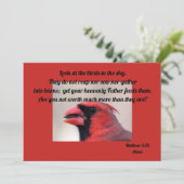 Matt 6: 26 kardinaal wenskaart kaart (Staand voorkant)