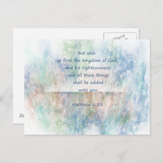 Matt 6:33 zoekt Ye First God Bijbelscriptie Briefkaart (Voorkant / Achterkant)