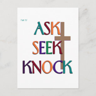 Matt 7:7 aanpasbaar Christelijk cadeau Briefkaart
