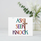 Matt 7:7 aanpasbaar Christelijk cadeau Briefkaart (Staand voorkant)