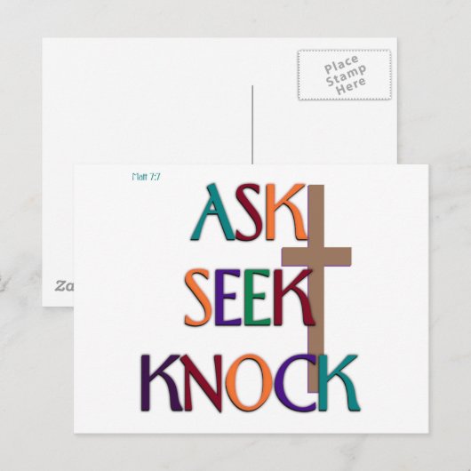 Matt 7:7 aanpasbaar Christelijk cadeau Briefkaart (Voorkant / Achterkant)