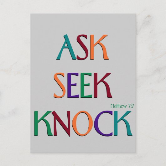 Matt 7:7 aanpasbaar sjabloon briefkaart (Voorkant)