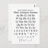 Matt Antiek Roman - het Blad van de Steekproef van Briefkaart (Voorkant / Achterkant)