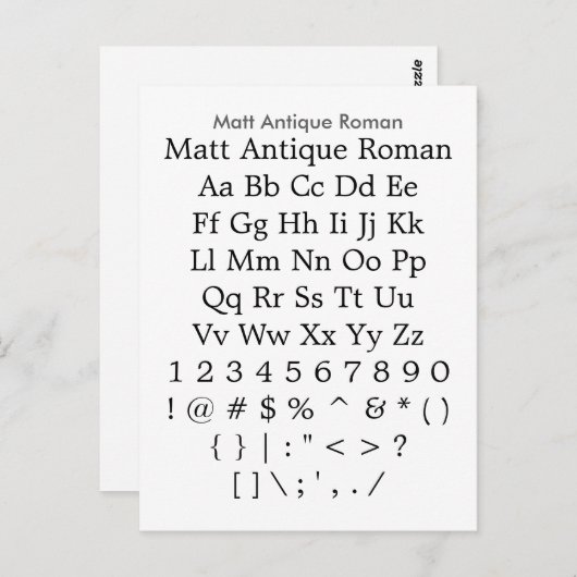 Matt Antiek Roman - het Blad van de Steekproef van Briefkaart (Voorkant / Achterkant)